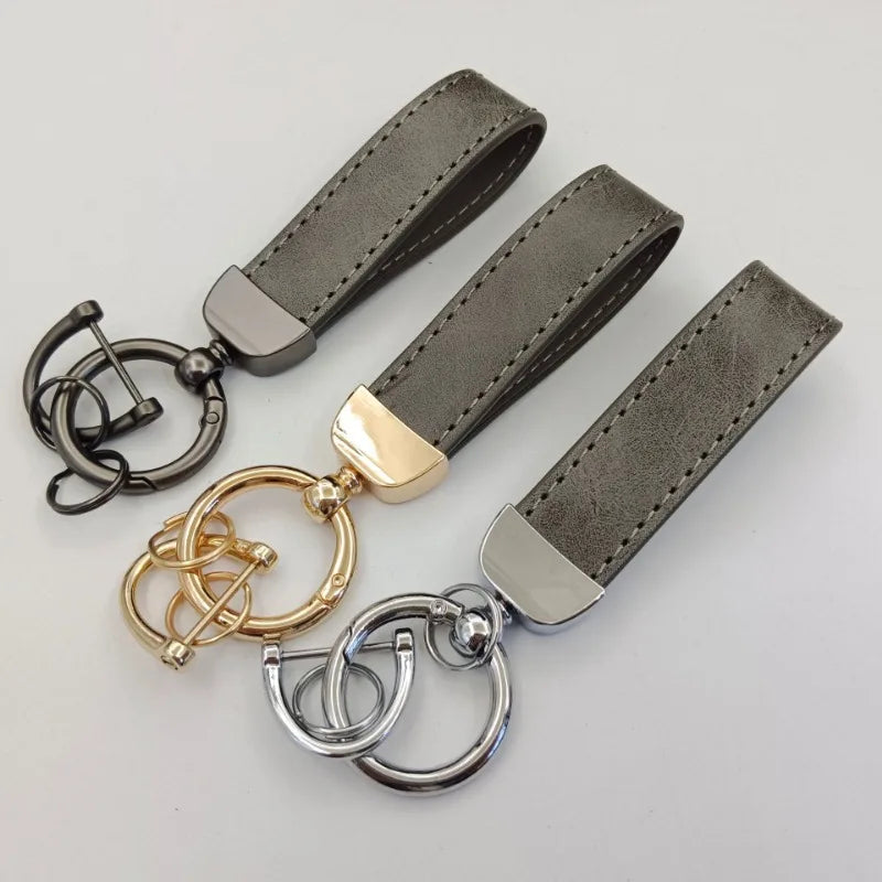 Laser Custom LOGO Discolored Leather Keychain for Men and Women Engrave Car Key Chain Holder Personalize Company Name Keyring