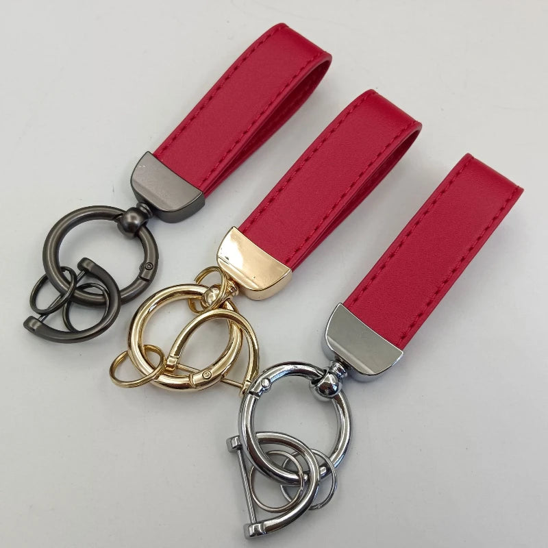 Laser Custom LOGO Discolored Leather Keychain for Men and Women Engrave Car Key Chain Holder Personalize Company Name Keyring