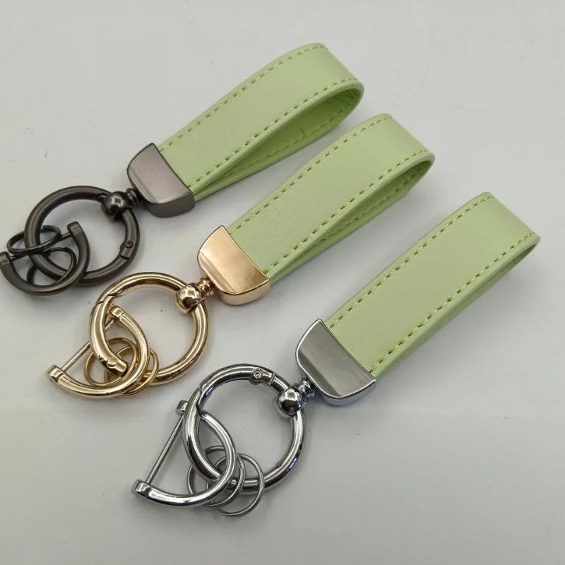 Laser Custom LOGO Discolored Leather Keychain for Men and Women Engrave Car Key Chain Holder Personalize Company Name Keyring
