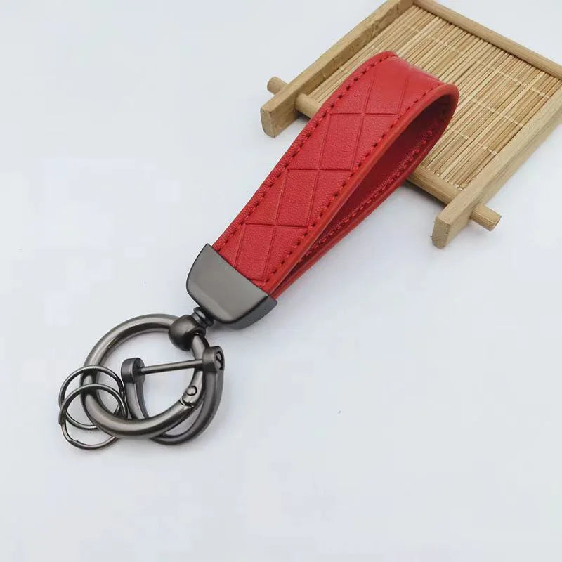 Luxury Faux Leather Car Key Chain Elegant Solid Color DIY Waterproof Car Key Ring Holder Pendant Backpack Keychain Ornament