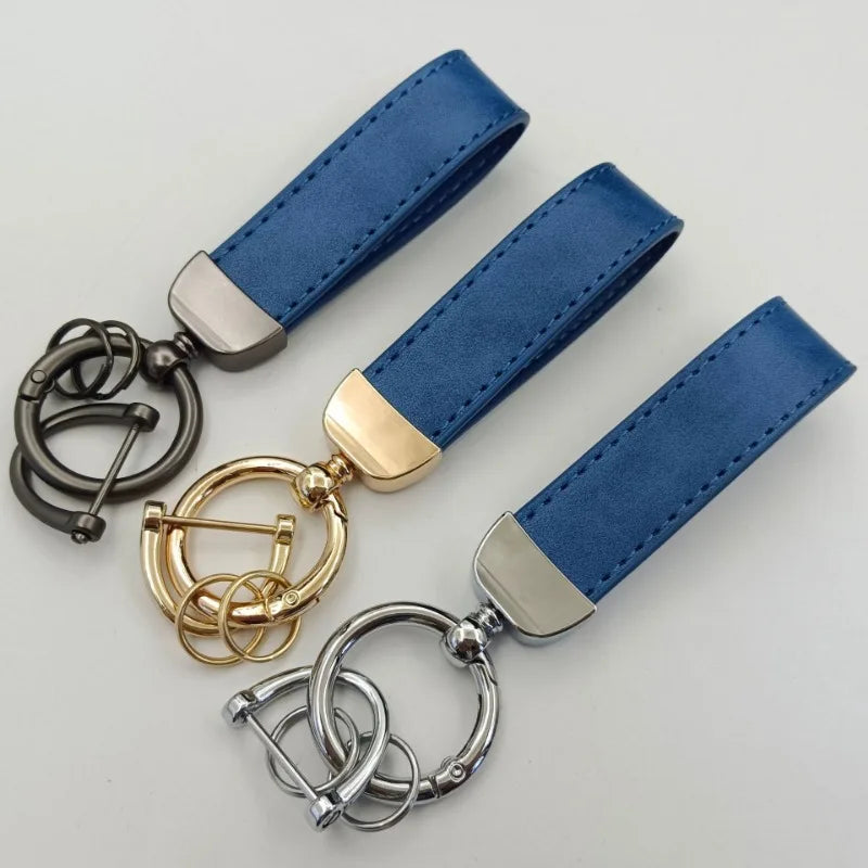 Laser Custom LOGO Discolored Leather Keychain for Men and Women Engrave Car Key Chain Holder Personalize Company Name Keyring
