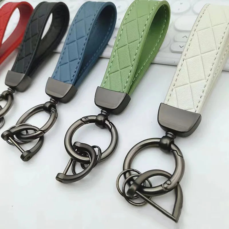 Luxury Faux Leather Car Key Chain Elegant Solid Color DIY Waterproof Car Key Ring Holder Pendant Backpack Keychain Ornament