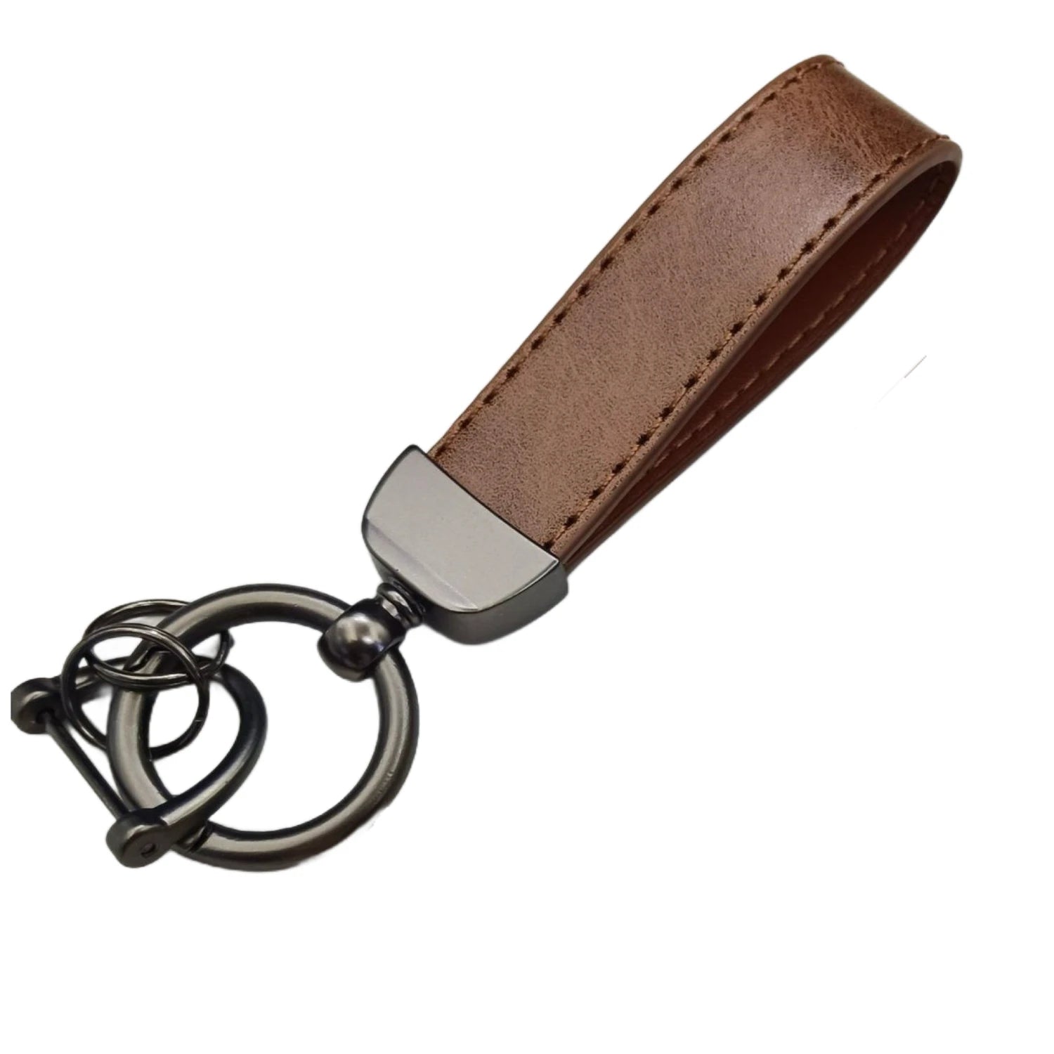 Laser Custom LOGO Discolored Leather Keychain for Men and Women Engrave Car Key Chain Holder Personalize Company Name Keyring
