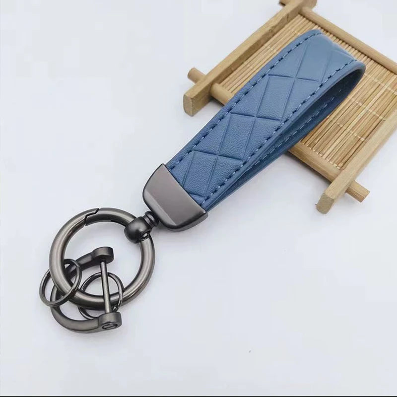 Luxury Faux Leather Car Key Chain Elegant Solid Color DIY Waterproof Car Key Ring Holder Pendant Backpack Keychain Ornament
