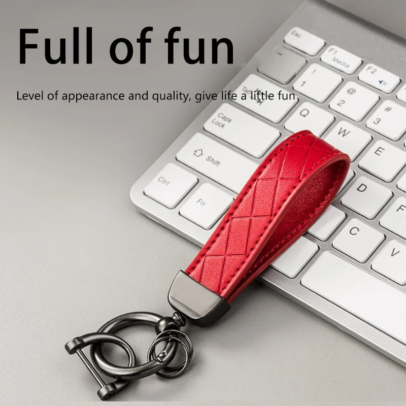 Luxury Faux Leather Car Key Chain Elegant Solid Color DIY Waterproof Car Key Ring Holder Pendant Backpack Keychain Ornament