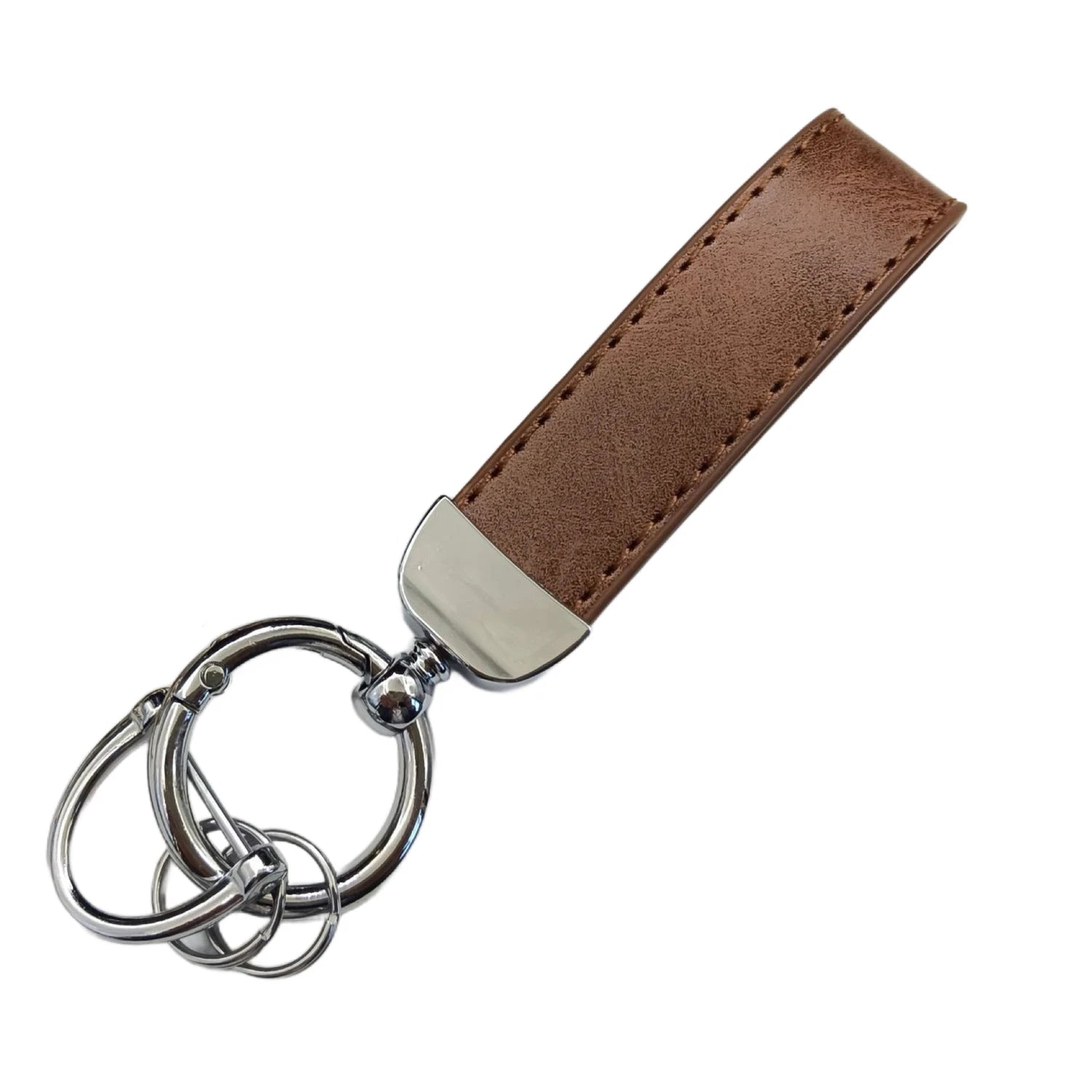 Laser Custom LOGO Discolored Leather Keychain for Men and Women Engrave Car Key Chain Holder Personalize Company Name Keyring